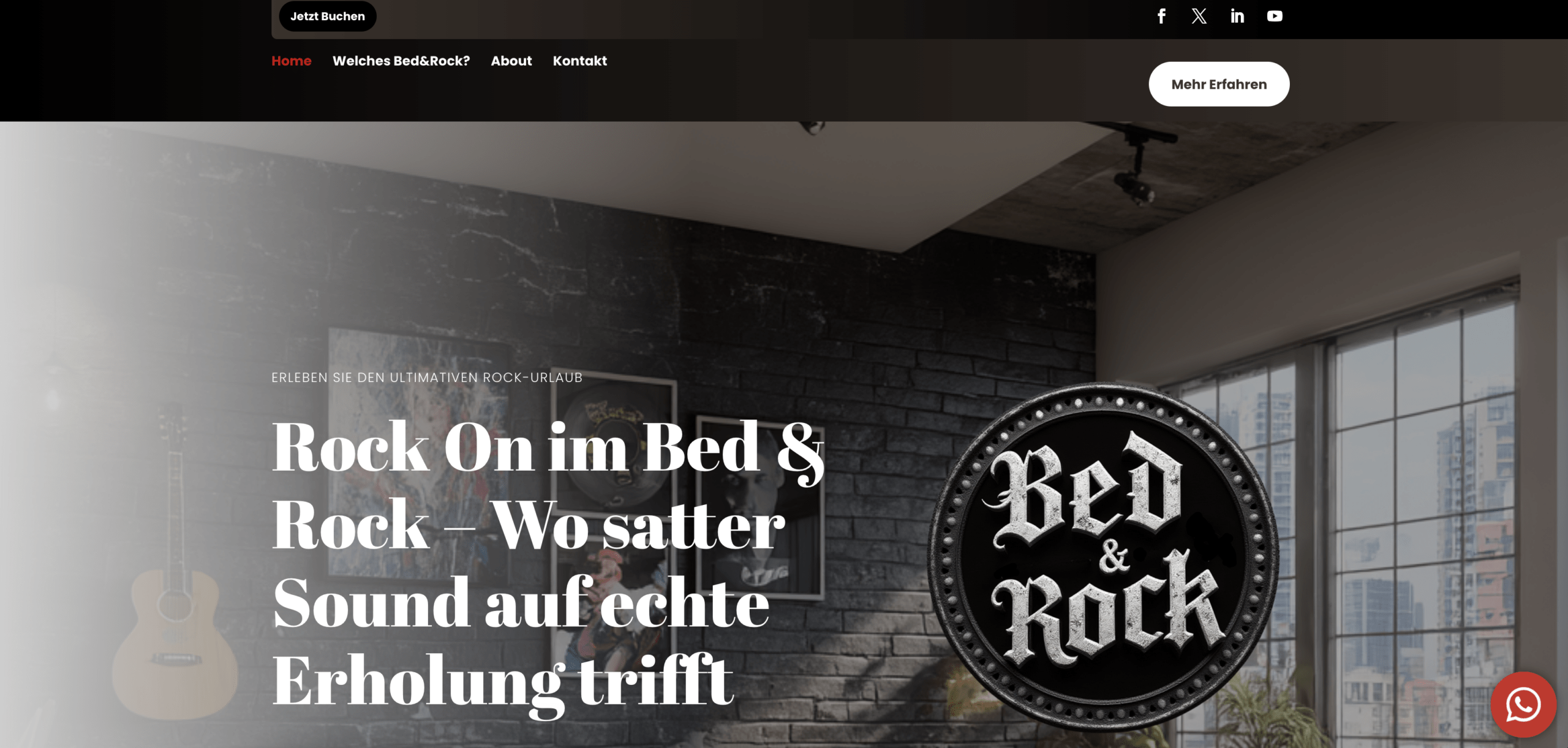 bed&Rock Kurzzeitvermietung Webseite Bild