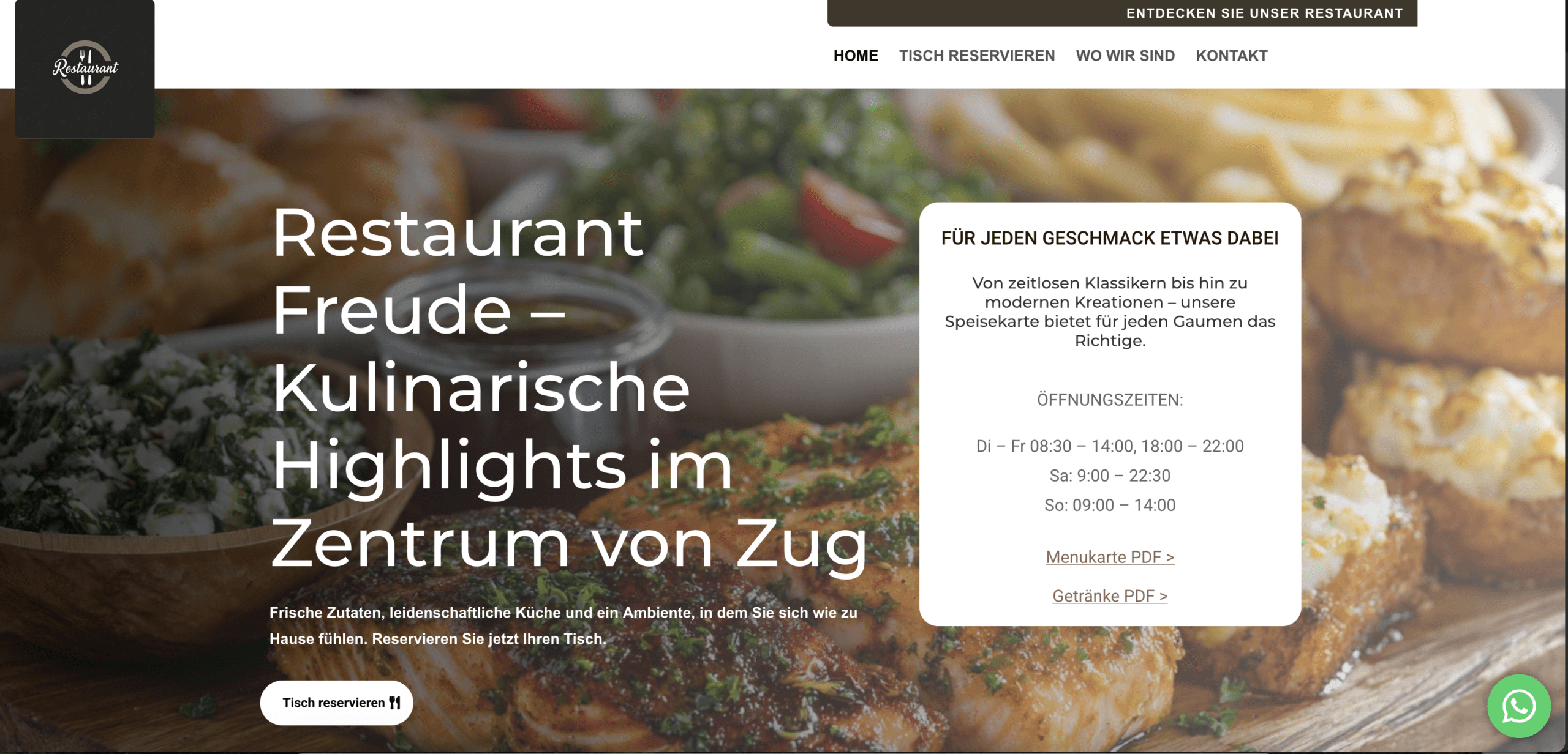 Bild von der Webseite von einem Restaurant